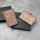 912 - Ví Coach Card Holder Signature Canvas Khaki - F2582 CW387