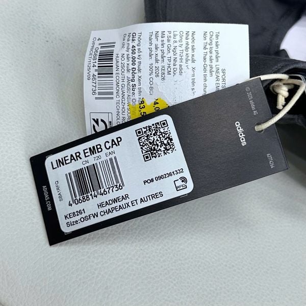 Mũ Nón Adidas Lưỡi Trai Thêu Linear Unisex - KE8261 - 1391