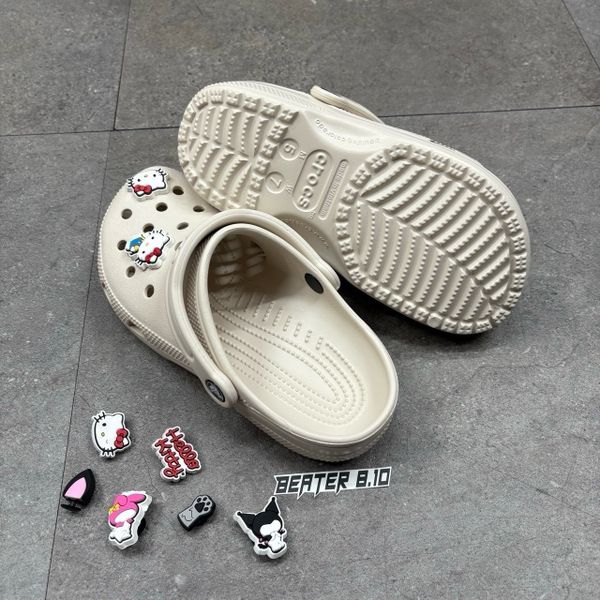 910 - Dép Sandal Clog Unisex Crocs Classic Light Bone