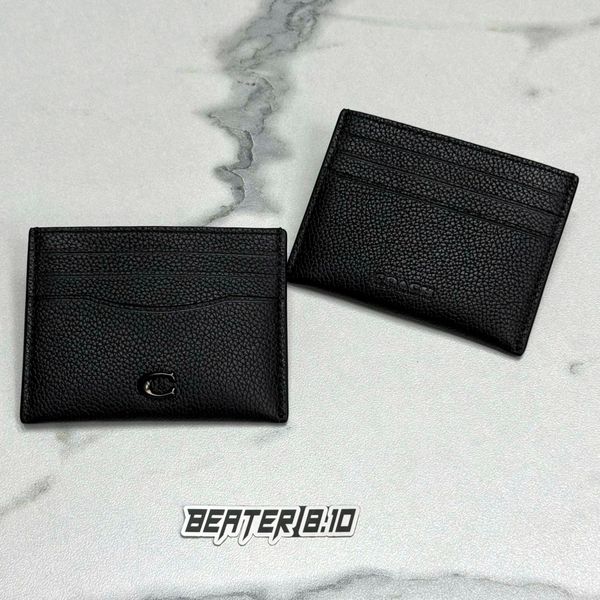 837 - Ví Coach Card Case Canvas Dáng Gập Đứng C Metal Black - CC129