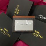 854 - Ví Coach Card Case Canvas Card Holder Horse Brown