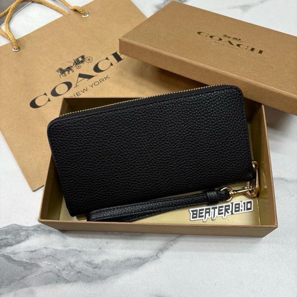 Ví Coach Cầm Tay Dáng Dài Zip Signature Black - C4451 - 1149