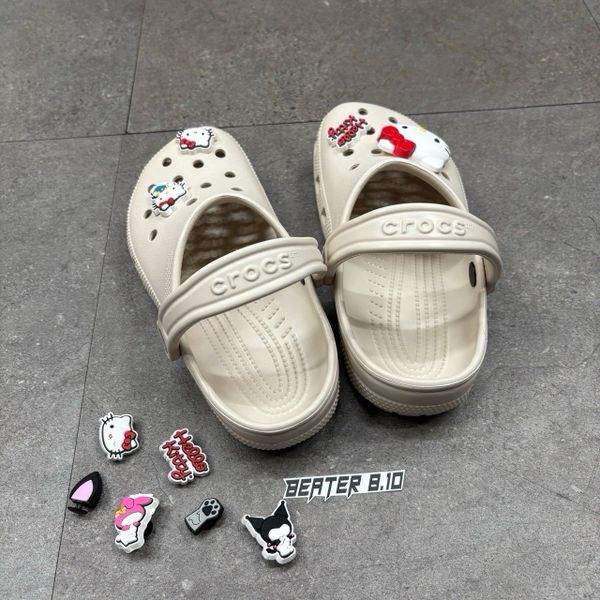 910 - Dép Sandal Clog Unisex Crocs Classic Light Bone