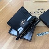 Ví Coach Medium Corner Zip Wallet Signature Tan Black Canvas - CW786 IMQRX - 1150