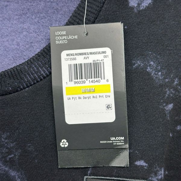 Áo Sweater Under Armour Project Rock Rival Fleece Disrupt Printed Crew Sweatshirt 'Black Grey' - 1373566-001 - 1274