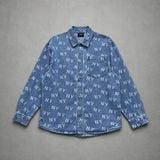 Áo Sơ Mi MLB Denim Unisex Classic Monogram Jacquard - 3ADRM0141-50BLL - 1351