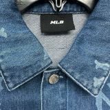 Áo Sơ Mi MLB Denim Unisex Tay Ngắn Basic Multi Mega Logo Prints - 3ADRB0243-50INS - 1350