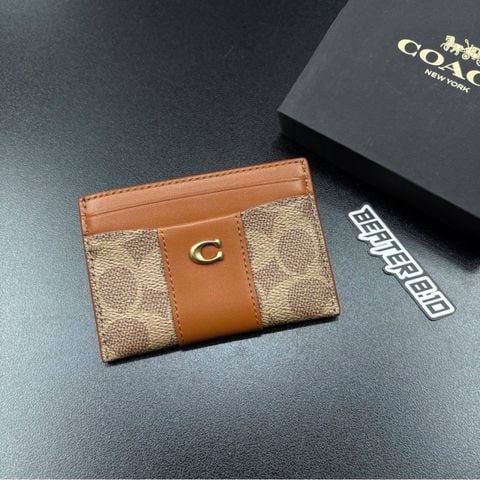 993 - Ví Coach Essential Card Case In Signature Canvas Brown – CBY80
