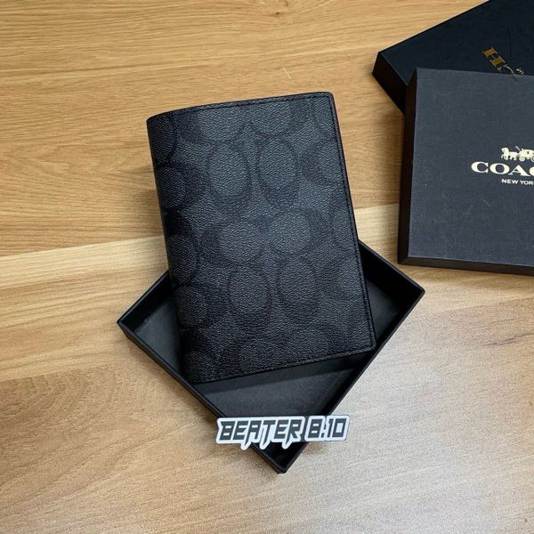 901 - Ví Coach Đựng Passport Case In Signature Canvas - F93518