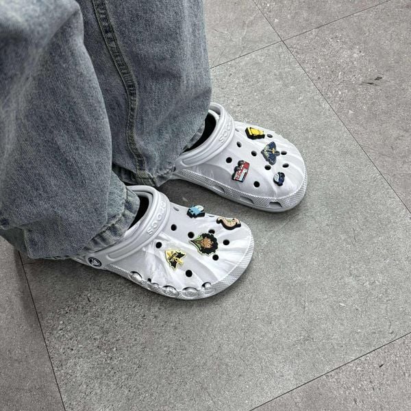 802 - Giày Sandal Clog Unisex Crocs Baya Marbled Xám Khói - 206935-1FS