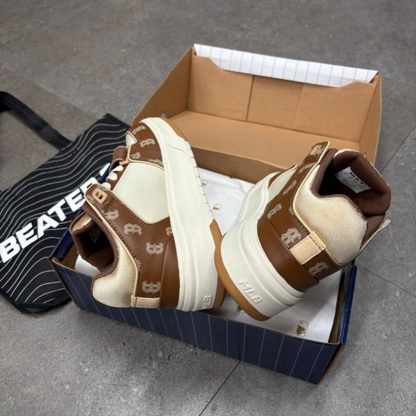 489 - Giày MLB Chunky Liner Mid Monogram Boston Red Sox Brown - 3ASXCLP3N-43BRD