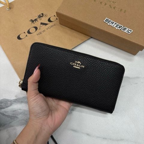 Ví Coach Cầm Tay Dáng Dài Zip Signature Black - C4451 - 1149