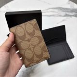 805 - Ví Coach Card Holder Signature Canvas Charcoal Black - F66549