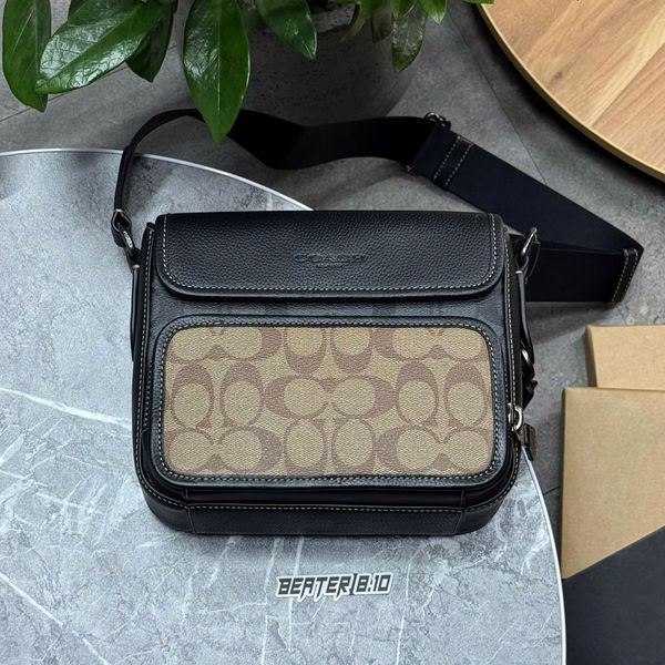 760 - Túi đeo chéo Coach Sullivan nắp gập, họa tiết logo Blocked Signature - C9870