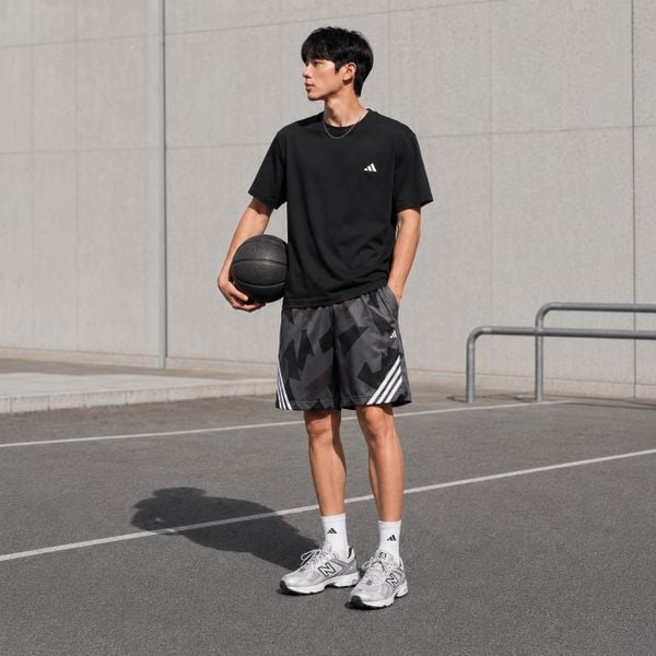 Quần Short Bóng Rổ Adidas 3-STRIPES AOP Grey Four - JZ7940 - 1384
