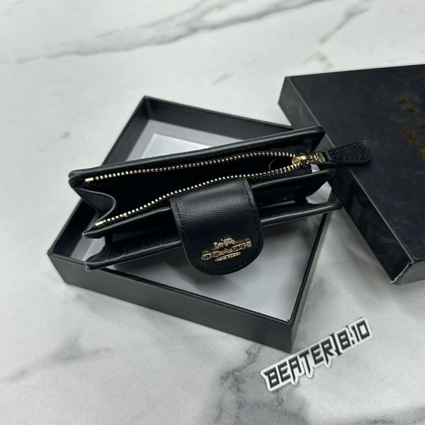 Ví Coach Medium Corner Zip Wallet Midnight Black In Signature Canvas- CW786 MD/BL - 1158