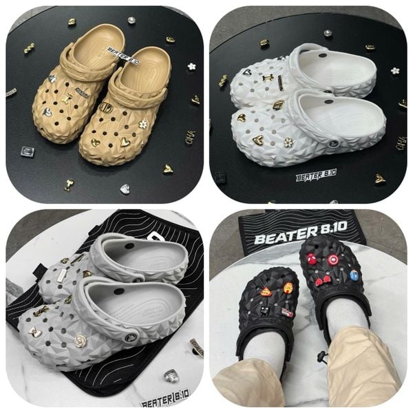 419 - Dép Sandal Clog Unisex Crocs Classic Geometric (Black/ White/ Grey/ Brown/ Beige)