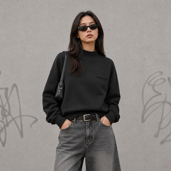 Áo Sweater Fear Of God Essentials Crewnek Black 2022 - 192SU224430F - 140
