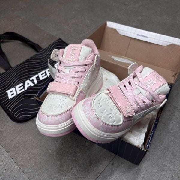 747 - Giày MLB Chunky Liner Mid Classic Mono New York Yankees Pink - 3ASXCMM4N-50PKS