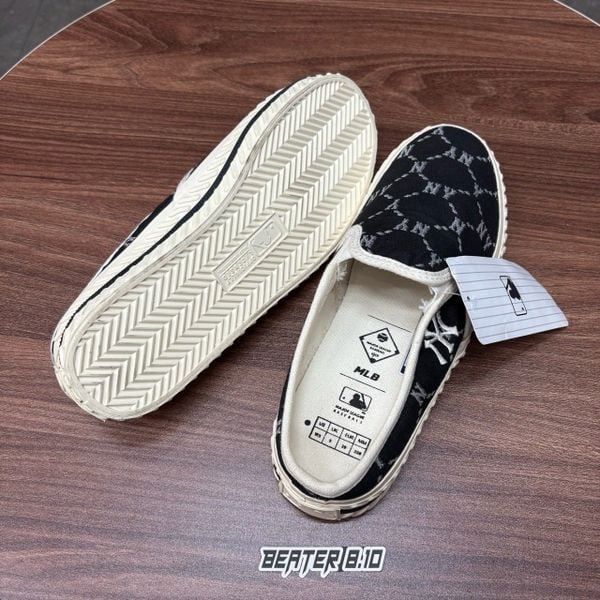 391 - Giày MLB Mule Playball Dia Monogram NY 'Black White' - 3AMUMDB2N-50BKS