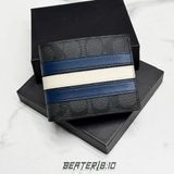 835 - Ví Coach Nam 3 In 1 Canvas Charcoal Denim Chalk - 3008