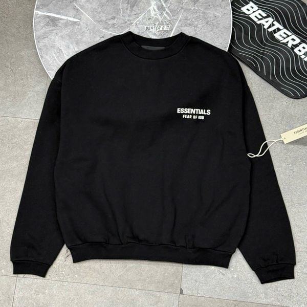 1028 - Áo Sweater Fear of God Essentials Fleece 'Black' Crewneck - 192HO246260F
