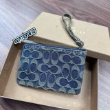 Ví Coach Corner Zip Wristlet Wash Denim - 1174