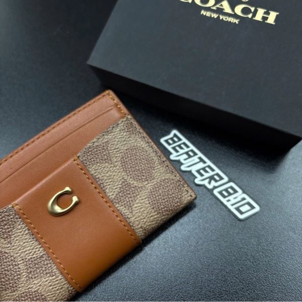 993 - Ví Coach Essential Card Case In Signature Canvas Brown – CBY80