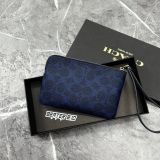Ví Coach Corner Zip Monogram Wristlet 'Navy' & 'Burgundy' In Signature Canvas  - F2648 - CEY93 - 1159