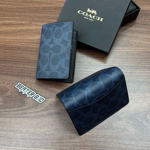 949 - Ví Coach Card Holder Signature Canvas Navy - F2581 - CW367