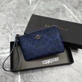 Ví Coach Corner Zip Monogram Wristlet 'Navy' & 'Burgundy' In Signature Canvas  - F2648 - CEY93 - 1159