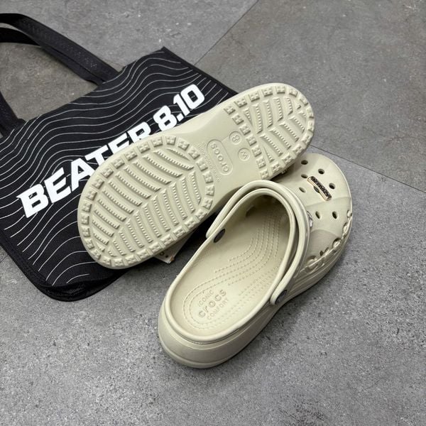 568 - Dép Sandal Clog Unisex Crocs Baya Platform Beige - 208186-11S