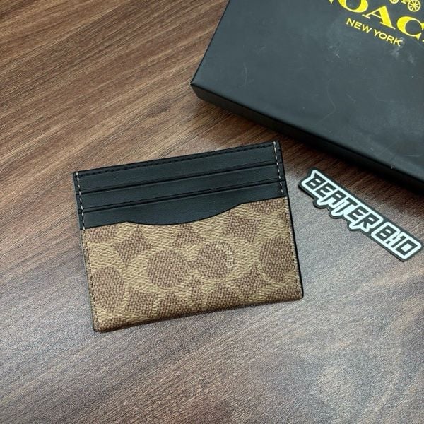 948 - Ví Coach Slim Card Case Signature Canvas Black - B2580 - 936