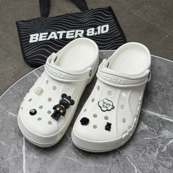417 - Dép Sandal Clog Unisex Crocs Baya (Trắng / Đen)