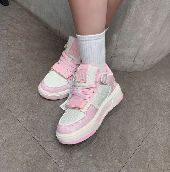 747 - Giày MLB Chunky Liner Mid Classic Mono New York Yankees Pink - 3ASXCMM4N-50PKS