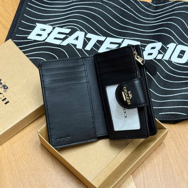 847 - Ví Coach Medium Corner Zip Wallet In Signature Canvas Dark Brown - C0082