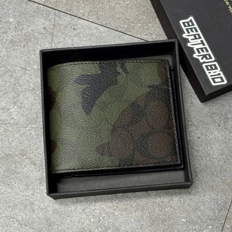 1019 - Ví Coach Nam 3 In 1 Wallet Canvas With Leather Wallet Dark Green - C6787