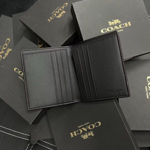 545 - Ví Coach Slim Bill Canvas Dáng Gập Đứng, Card Holder