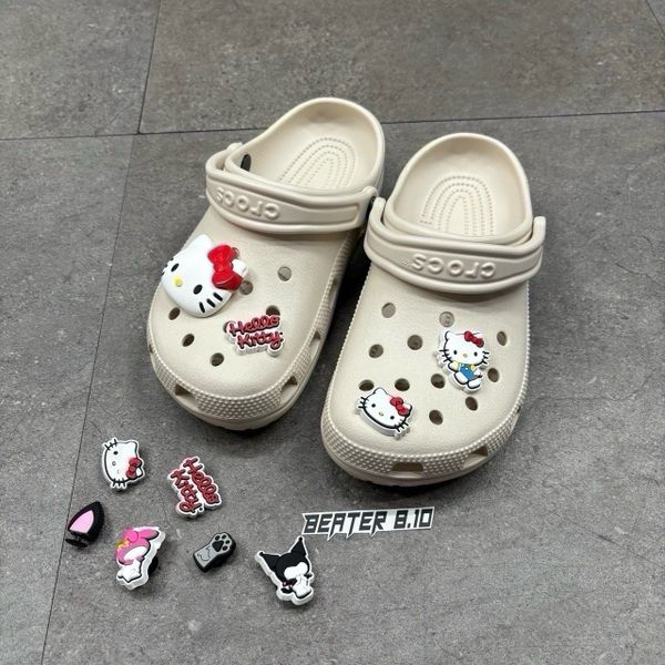 910 - Dép Sandal Clog Unisex Crocs Classic Light Bone