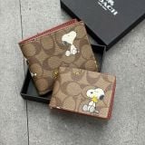 163 - Ví Coach da Nam 3 In 1 Canvas Dáng Gập Vuông, Kèm Card Holder