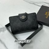 Ví Coach Medium Corner Zip Wallet Midnight Black In Signature Canvas- CW786 MD/BL - 1158