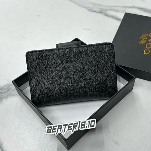 Ví Coach Medium Corner Zip Wallet Midnight Black In Signature Canvas- CW786 MD/BL - 1158