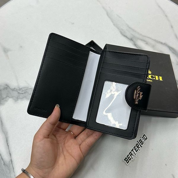 Ví Coach Medium Corner Zip Wallet Midnight Black In Signature Canvas- CW786 MD/BL - 1158