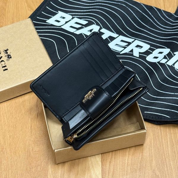 847 - Ví Coach Medium Corner Zip Wallet In Signature Canvas Dark Brown - C0082