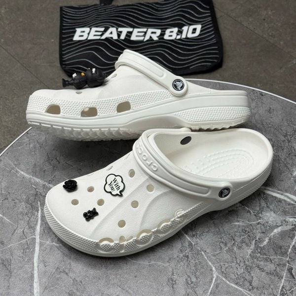 417 - Dép Sandal Clog Unisex Crocs Baya (Trắng / Đen)