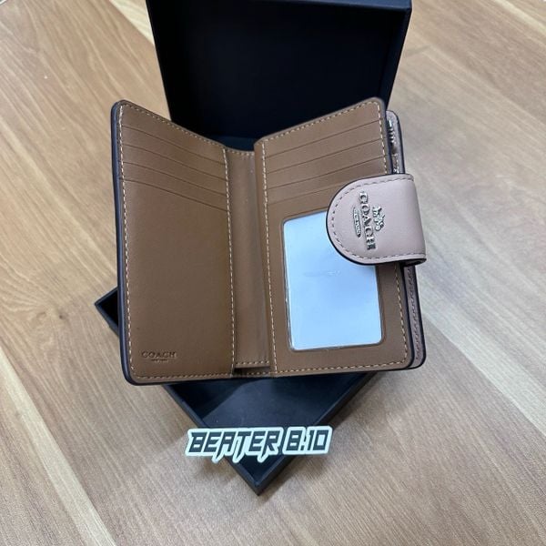 Ví Nữ Coach Medium Corner Zip Wallet Sand Taupe In Signature Canvas - CW786 SVPWH - 1157