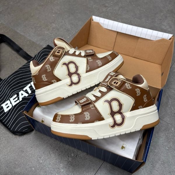 489 - Giày MLB Chunky Liner Mid Monogram Boston Red Sox Brown - 3ASXCLP3N-43BRD