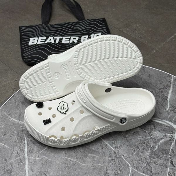 417 - Dép Sandal Clog Unisex Crocs Baya (Trắng / Đen)