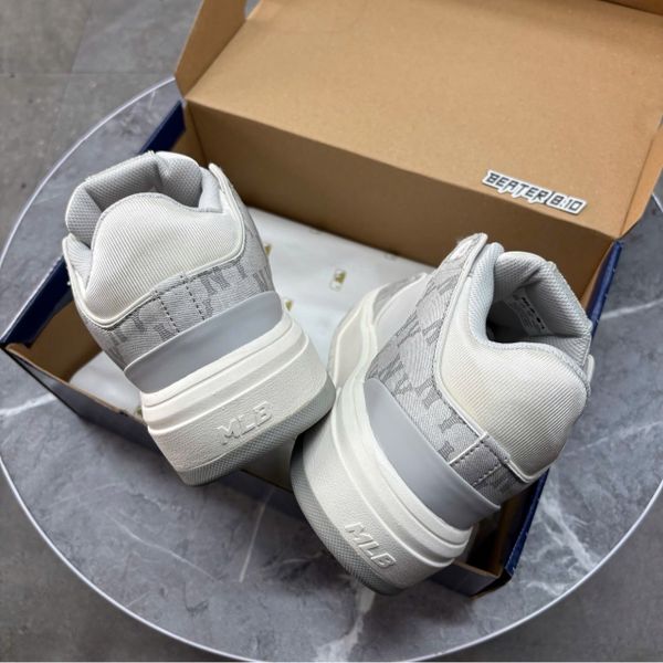 376 - Giày MLB Korea Chunky Liner Mid Denim New York Yankees Xám - 3ASXCDN3N-50GRS