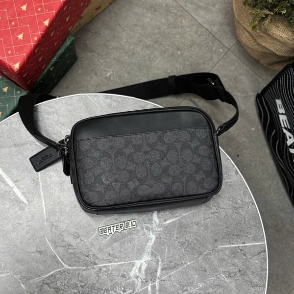 995 - Túi Đeo Chéo COACH Graham Crossbody Bag In Signature Canvas Black - CV921